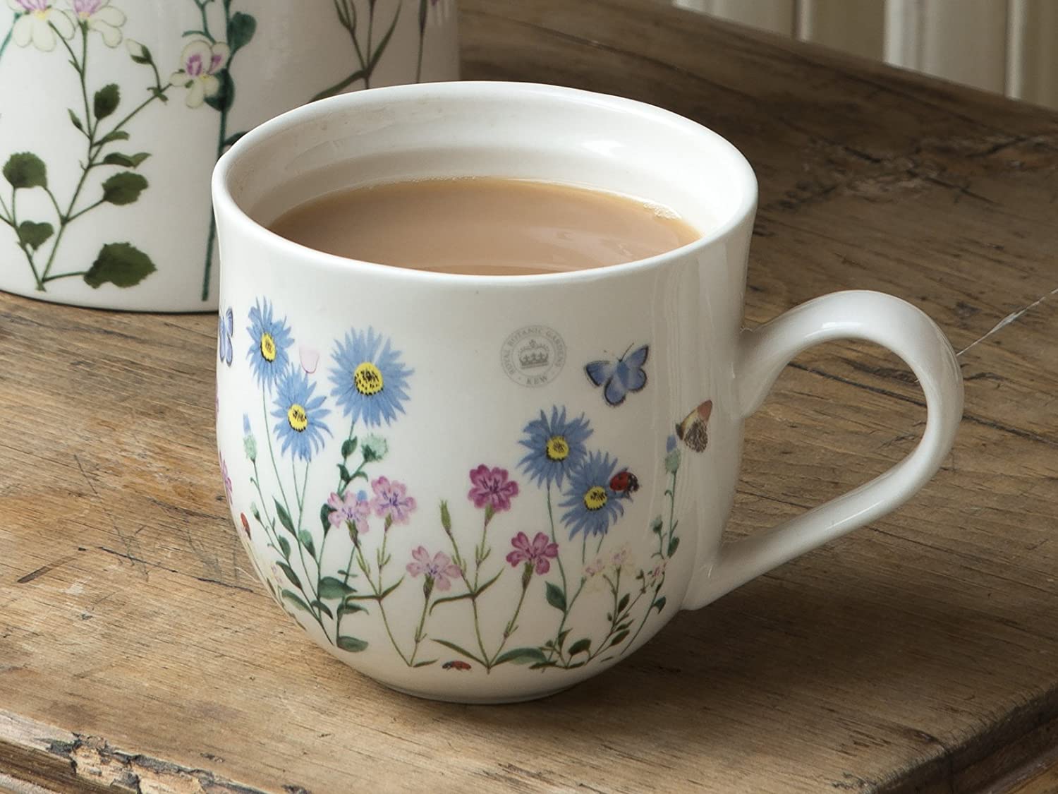 Royal Botanic Gardens, Kew 'Meadow Bugs' Ceramic Mug with Tea
