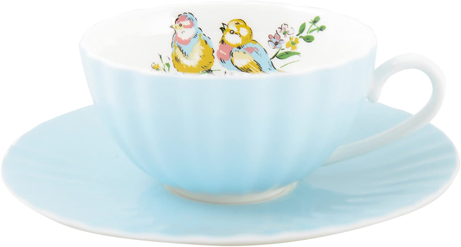 Katie Alice Tea Cup and Saucer - The Bird Song Collection - Blue