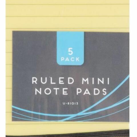 Ruled Mini Notepads 5 pack yellow