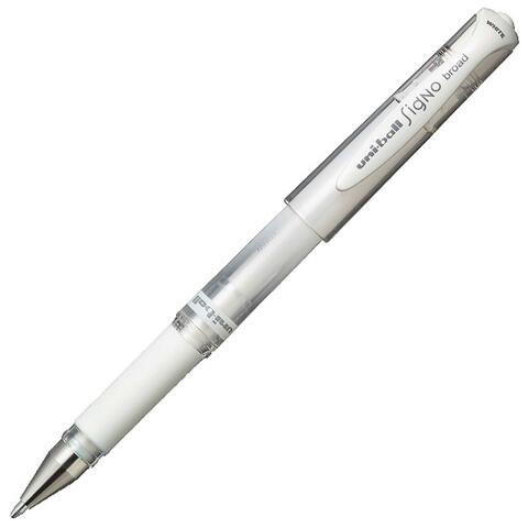 Broad point gel rollerball with opaque white ink