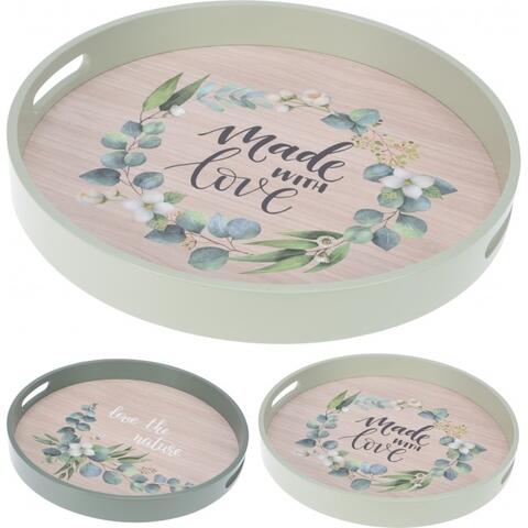 Floral Set Of 2 Round Serving Trays